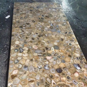 Pierre de table basse en agate brune faite à la main pierre d'art naturel moderne pierres de dalle pour meubles de salon décor à la maison cuisine côté centre - Product Image 1