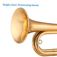 Brass Bugle Call Gold Plated Trumpet Cavalry Horn with Mouthpiece Carrying Bag Musical Instrument for Beginners School Band