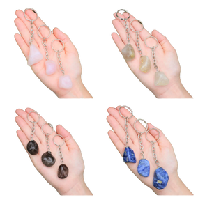 Pierres naturelles mélangées, perles de pierres précieuses, Charka de guérison, enveloppées de pierres précieuses, porte-clés en cristal, vente en gros - Product Image 4