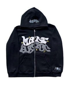 Sweats à capuche unisexe en coton épais avec logo personnalisé sweat à capuche avec impression bouffante sweat à capuche thermique surdimensionné personnalisé pour hommes décontracté - Product Image 1