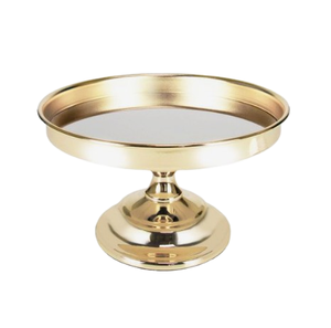 Ensemble de trois présentoirs à gâteaux en métal à un étage avec finition dorée Table à dessert en métal fabriqué par India - Product Image 2