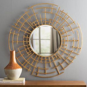 Marco artístico de espejo de metal montado en la pared con detalles decorativos finos y acabado elegante para la decoración del hogar y la Oficina - Product Image 6