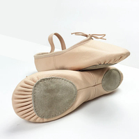Zapatos de baile de cuero de Ballet, zapatos de Yoga de gimnasia, suela plana dividida, cuero para niñas, señoras, tamaños para niños y adultos, última tendencia