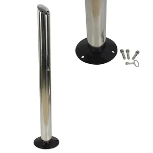 Asbak Rokok Butt Bin 304 Stainless Steel Outdoor Perokok Tiang Standing Ashtray dengan Kunci Logam Tinggi Asbak