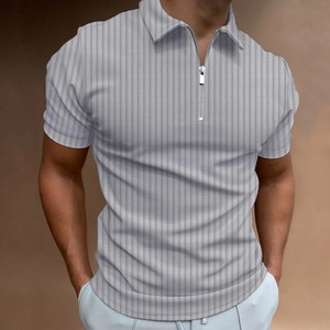 2025 nuevo verano hombres Casual diario al aire libre viaje sólido rayas verticales cuello camisa de manga corta con cintura pantalones cortos conjunto - Product Image 1