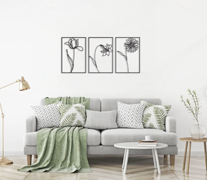 3 Grand Cadre Fleurs Design Salon Arts Muraux Paysage Bureau et Maison Intérieur Décoratif Artisanat Métal Cadre Mural Personnalisé - Product Image 4