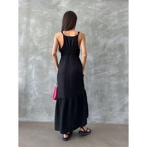 Vestido Elegante Negro Estilo Bustier de Lino para Mujer, Marca Topshow, Venta al Por Mayor, para Verano y Uso Casual, Disponible en Tallas S-XL - Product Image 5
