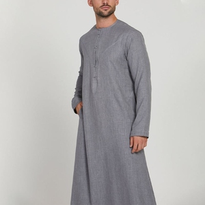 Luxury Custom Made <b>Men</b> Thobe Elegant Long Sleeve Islamic <b>Robe</b> High Quality Breathable Fabric Stylish Arabian Attire - Product Image 1