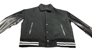 KIC <b>STAR</b> FASHION INDUSTRY Men's Varsity Letterman Baseball Bomber Hooded <b>Jacket</b> 100% Wool Coated Stand Collar Covered Front - Product Image 2