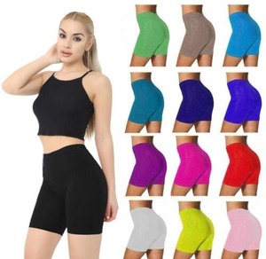 Vintage Sports Shorts for Women Hot Shorts <b>Elastic</b> Waist Breathable Skinny Fit Mid Plain Dyed Color for Sports Activities - Product Image 4