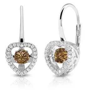 14K Gold & Silver Dancing Heart Diamond & Sapphire Earrings Trendy Gold Metal Earrings Set Fashion Geometric Earring