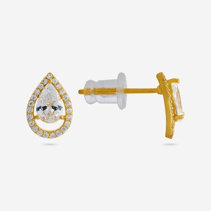 92.5 <b>Silver</b> <b>Stud</b> <b>Earrings</b> 188535 Bezel Setting Water Drop Pattern for Parties - Product Image 5