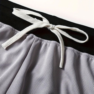 Basket-ball décontracté pour hommes en toile d'été, tricoté, mi-élastique, à séchage rapide, uni - Product Image 3