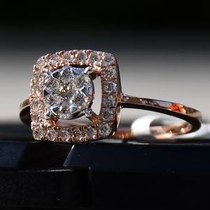 Authentique bague en or massif 14K et 18K avec diamant naturel, élégante conception de bijoux en solitaire certifiée IGI - Product Image 1