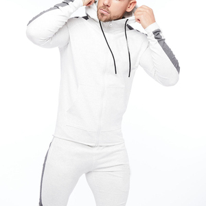 Sweat-shirts et sweats à capuche pour hommes, automne, fermeture éclair intégrale, 100% coton, écologiques, respirants, coupe ample, gris, blanc, vêtements de sport - Product Image 2