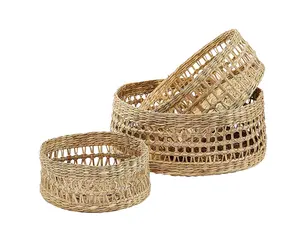 Essentials for home Sedge baskets various size S M L seagrass Boho Basket with Handles for kitchen or bathroom