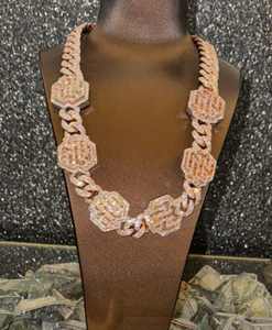 เครื่องทดสอบเพชรผ่านกระฮิปฮอป S925เงินเพชรน้ำแข็ง3แถว14มม.-20มม. VVS Moissanite cuban Link Chain สำหรับผู้ชาย16มม. 18มม. - Product Image 2