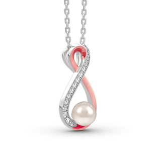 Jeulia Infinity Freshwater <b>Pearl</b> Pendant <b>Necklace</b> in Sterling Silver Claw Set Gift - Product Image 2