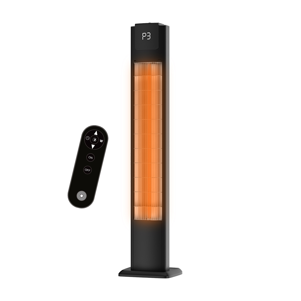 Deluxe Portable Freestanding Carbon Fibre Halogen Heater 2000W Overheat & Tip-Over Protection With Remote Control