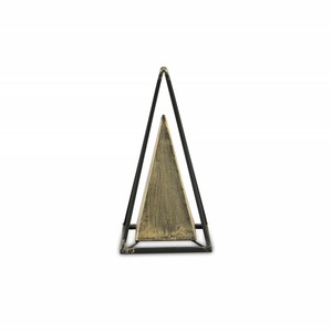 Sculpture de table en métal pyramide moderne, objet de table artistique, accent décoratif contemporain pour bureau ou salon, en provenance d'Inde - Product Image 1