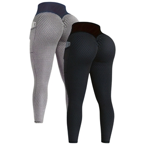 <b>Leopard</b> Pattern Honeycomb High Waist Yoga <b>Leggings</b> with Elastic Closure and Pocket Comfortable Fitness <b>Leggings</b> - Product Image 1