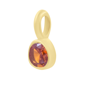 Orange Cubic Zirconium Round Shape 925 Sterling Silver Gold & Rhodium Plated Religious Pendant for Jewelry Making Necklace - Product Image 1