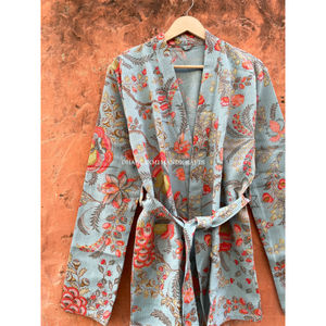 Chaqueta de Algodón Acolchada India, Regalo de Navidad, Chaqueta Kantha con Estampado de Bloques Hecha a Mano, Abrigo Colorido Vintage, Estilo Bohemio de Verano - Product Image 1