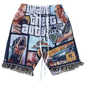 Shorts en tissu jacquard en coton personnalisés avec logo Hip Hop Streetwear pour hommes - Product Image 6