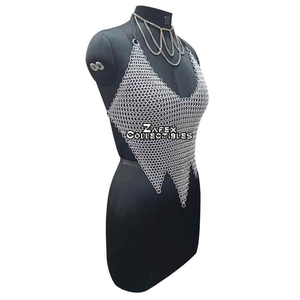 Handmade Stylish Butted Chainmail Aluminum Ring Medieval Fashion <b>Top</b> Cosplay Costume for Ren Fairs <b>Halloween</b> Traditional Armour - Product Image 1