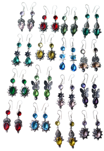 Vente en gros lot de boucles d'oreilles en plaqué argent avec pierres précieuses assorties, pierres de guérison en cristal, design bohème pour femmes et filles, mariage à la mode - Product Image 2