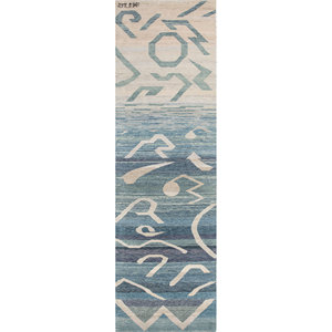 Alfombra de Lana y Seda Anudada a Mano Freedom Manchaha Azul, Rectangular 9x12, Diseño Abstracto de Rompecabezas para Pasillo, Uso Doméstico para Adolescentes - Lub-68 - Product Image 1