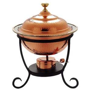 Copper Chaffing Dish with Copper Stand <b>Warmer</b> Hot Water Circulation Energy Star Certified <b>Food</b> Serving Catering <b>Buffet</b> Use - Product Image 5