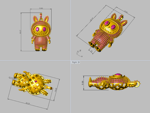 Pendentif en forme d'animal inspiré de Labubu, très vendu, en argent sterling 925, micro-pavé de zircon cubique rose, pendentifs fins, breloques - Product Image 2