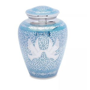 โกศทองเหลืองสำหรับเผาเถ้ากระดูกสีฟ้าและสีฟ้าสำหรับงานศพของมนุษย์ - Product Image 1