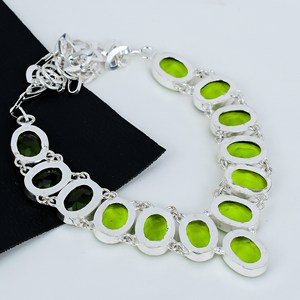 สร้อยโซ่เพอริดอตสำหรับผู้หญิงหรูหราเครื่องประดับเพอริดอตสีเขียวสร้อยคอเงินสเตอร์ลิง925สำหรับวันครบรอบ - Product Image 4