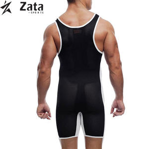 เสื้อกล้ามมวยปล้ำสไตล์ฟรีสไตล์สำหรับผู้ชายผ้ายืดติดโลโก้ด้านหน้าเลือกสีและขนาดได้ - Product Image 2