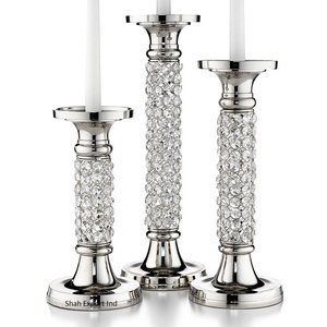 Candelabro de pilar de cristal, centro de mesa, Juego de 3 brillantes, diseño elegante, decoración de iluminación para fiestas de boda - Product Image 5