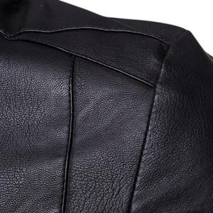 Otoño Invierno nuevo Color sólido moda manga larga cuero genuino lona transpirable secado rápido hombre High Street cuello cremallera - Product Image 3