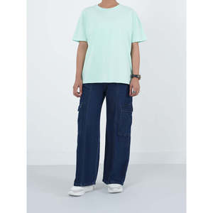 Camiseta Básica de Mezclilla REIDAR con Hombros Caídos, Estilo Pantalón Cargo WC366, Elemento de Moda Sencillo - Product Image 1