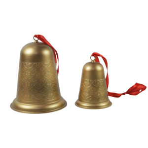Campana colgante de Metal chapada en oro, acabado antiguo, decoración navideña, campanas Pooja, campanas religiosas tradicionales para iglesia, tamaño personalizado - Product Image 1