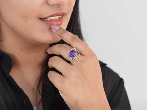 Stackable Designer <b>Amethyst</b> Round <b>Ring</b> 925 Sterling Silver Factory Wholesale Bulk Handmade Natural Jewelry - Product Image 2