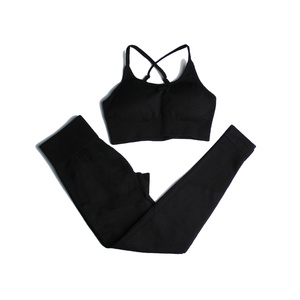 100% coton/ploster OEM/OD Service vêtements de Fitness vêtements de Yoga femmes en plein air sans couture ensembles de vêtements de gymnastique blanc Sport Yoga soutien-gorge - Product Image 6
