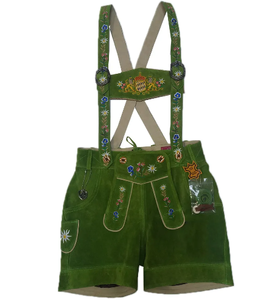 Bavarian Trachten Lederhosen XL German Short para mujer con decoración de encaje Logo Washed Front Style Winter - Product Image 4