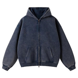 High Quality Acid Wash Sun Faded Vintage Cotton/Polyester Men's Zip Hoodies Oversized Washed Tech Fleece Enzyme Winter - Product Image 5