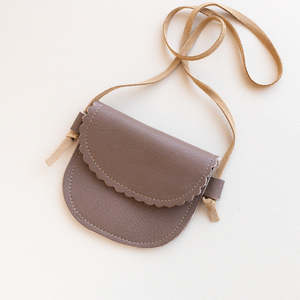 Functional Storage Bag for Little Kids Scallop Design Leather Bag in Clay Color - Product Image 3