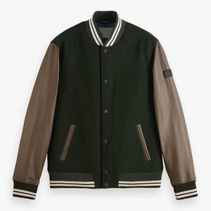 Chaqueta universitaria de gran tamaño a la moda para hombre, ropa de calle, chaqueta con letras de béisbol con logotipo personalizado, parches de chenilla y contraste - Product Image 1