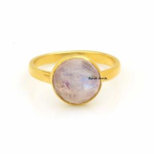 RJR0255 Ladies Trendy 925 Sterling Silver Partywear Handmade Ring 12mm Natural Blue Rainbow Moonstone Gemstone Eternity Veremil - Product Image 2