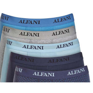 Alfani Men's 5 Pack Moisture Wicking <b>Trunks</b> Blue Mid-Rise 3D Pattern <b>Boxers</b> Briefs XL Size with Logo Waist Knitted Woven Fabric - Product Image 3