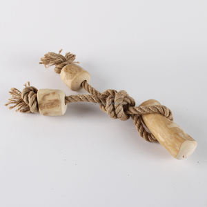 Jouet pour chien en bois de café Triple Tug, favorise la santé dentaire, friandises à mâcher sûres pour le nettoyage dentaire des chiots, jouets écologiques pour animaux de compagnie - Product Image 4