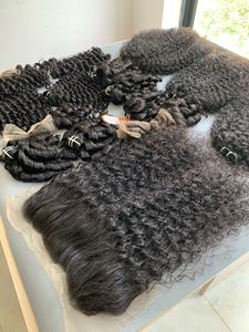 Extensiones de cabello humano natural camboyano virgen 100%, cierre de Peluca de trama, paquete de cabello vietnamita suave ondulado profundo Frontal - Product Image 2